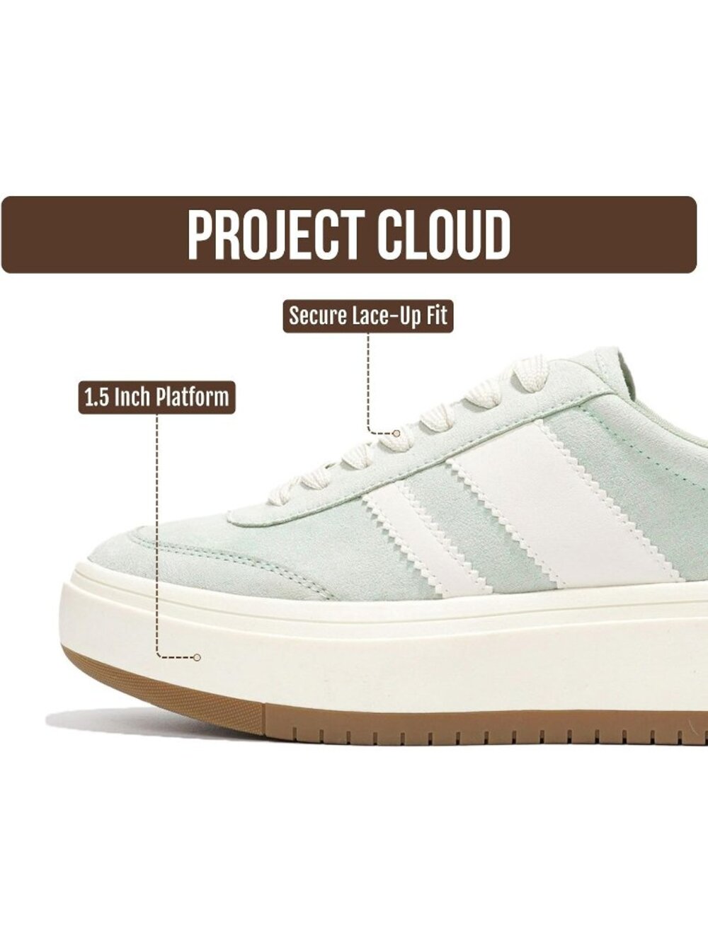 Project Cloud Women Pistachio Memory Foam Insole Footwear Platform Sneaker Shoes - Picture 4 of 6